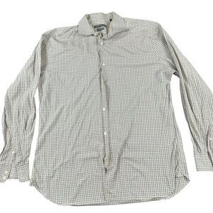 John Varvatos‎ Slim Fit Gray White Check Button Down Dress Shirt Size 16 32/33